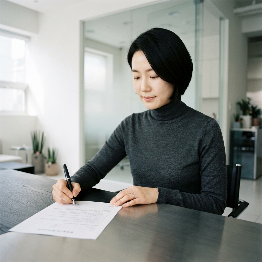 Dr. Han signing a prescription